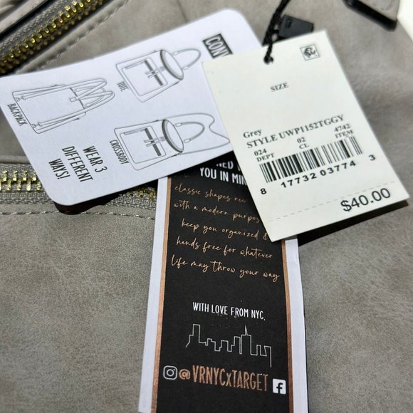 VR NYC - Convertible Shoulder Handbag, Tote, Crossbody, Backpack - Gray - Picture 6 of 8